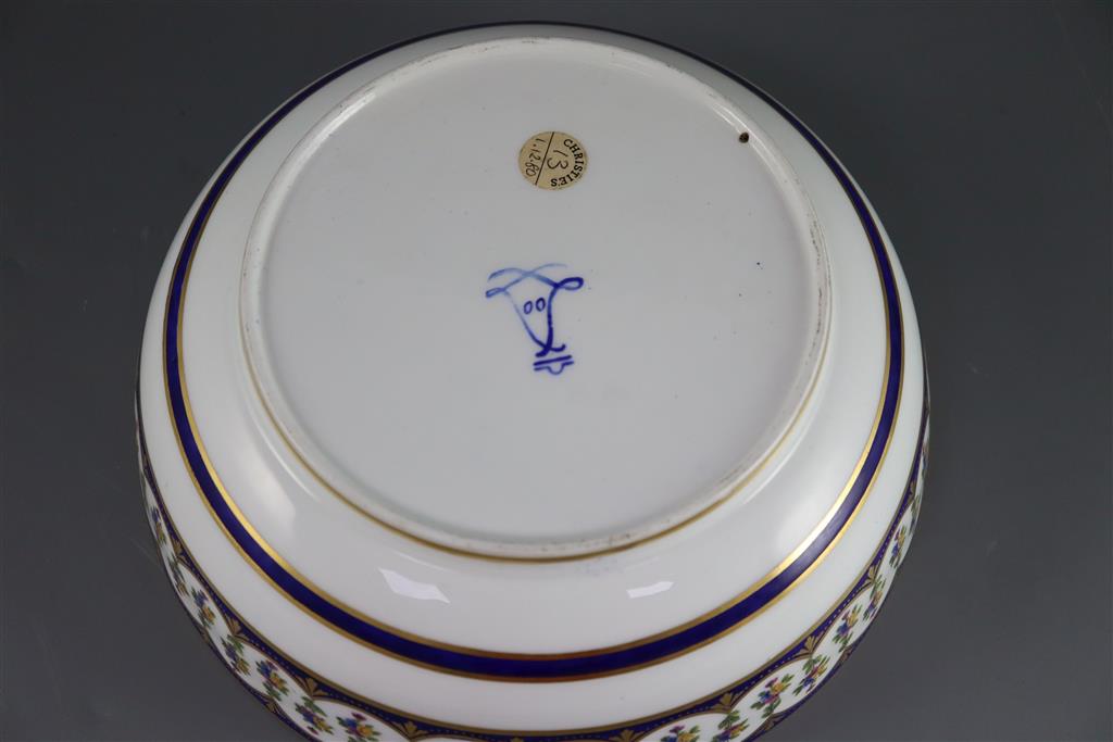 A Sevres hard paste porcelain salad bowl, c.1792, painted by Guillaume Noel (1755-1804) 25.3cm diameter